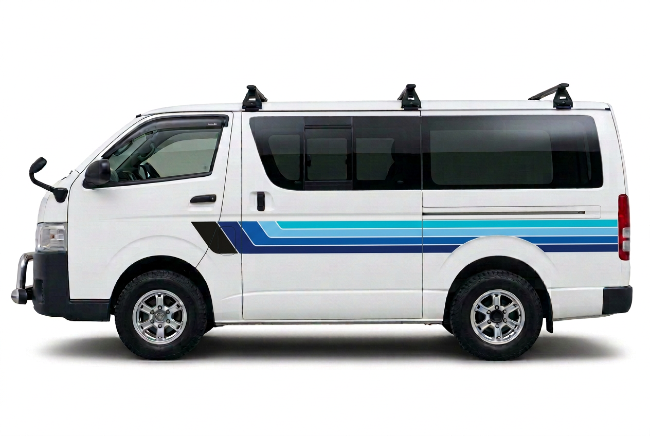 Solid blue stripes on white HiAce