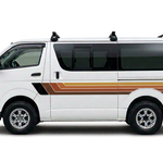 Solid earth-toned stripes on white HiAce