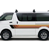 Solid earth-toned stripes on white HiAce