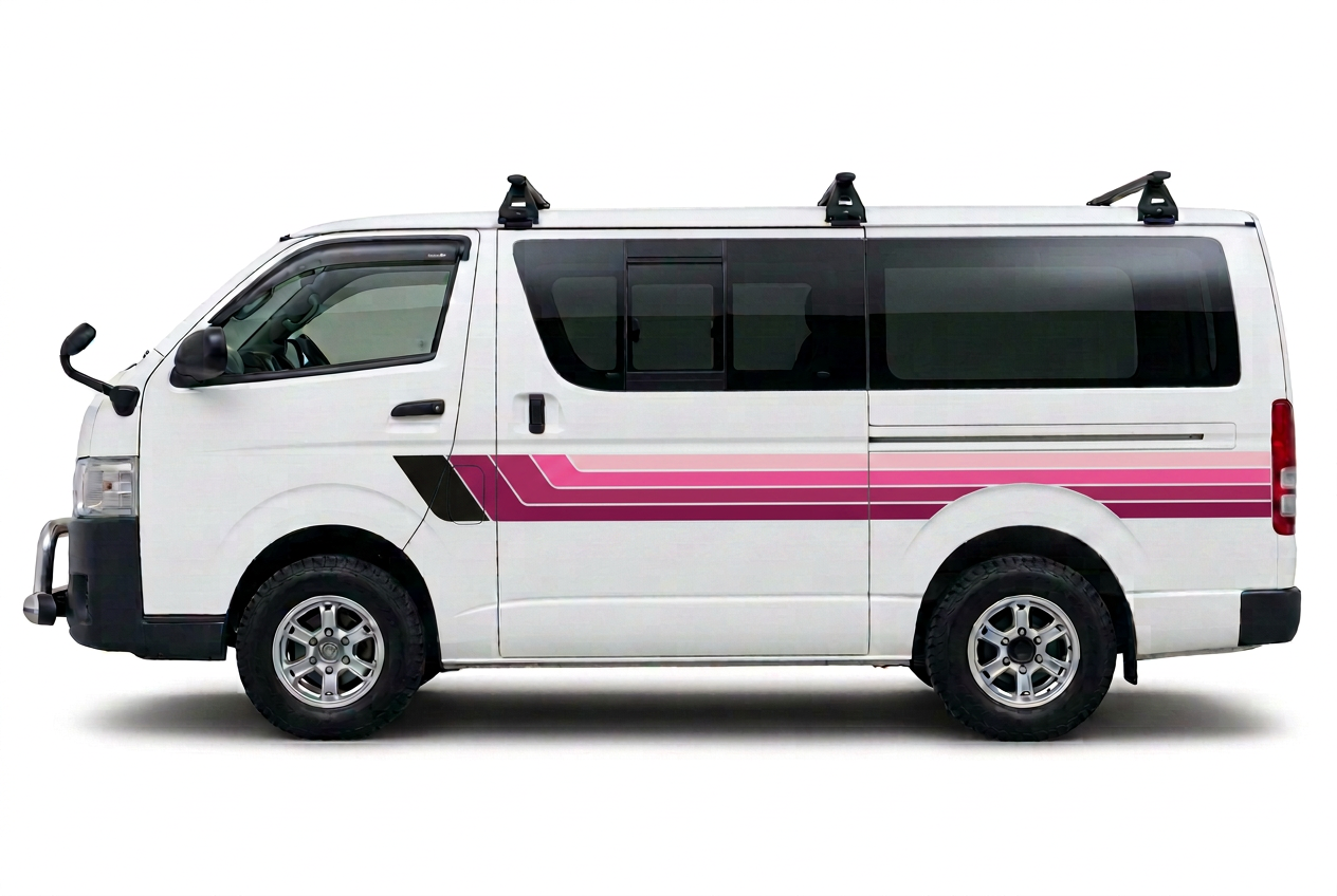 Solid pink and magenta stripes on white HiAce