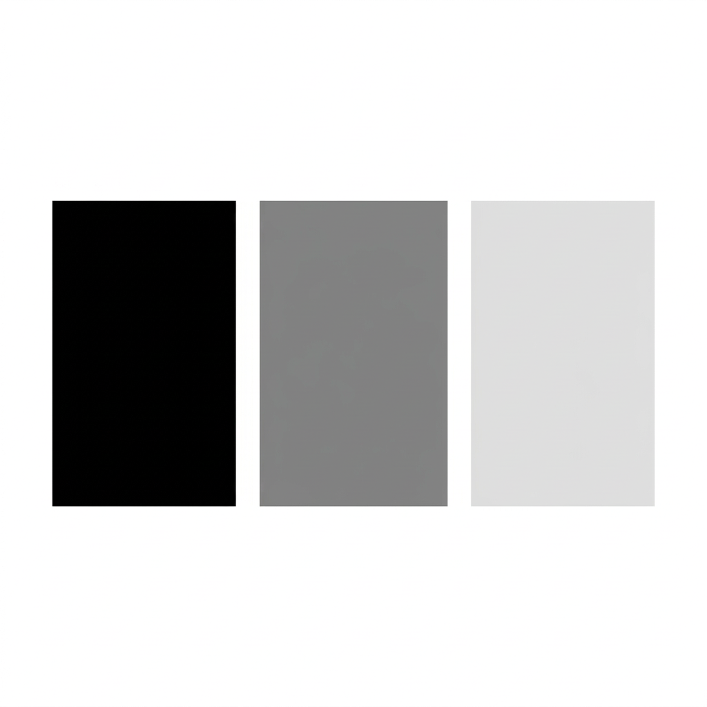 Square swatch in black and grey tones: black, mid grey, and light grey