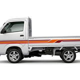 Suzuki Carry with red and orange stripes, mag wheels and white background