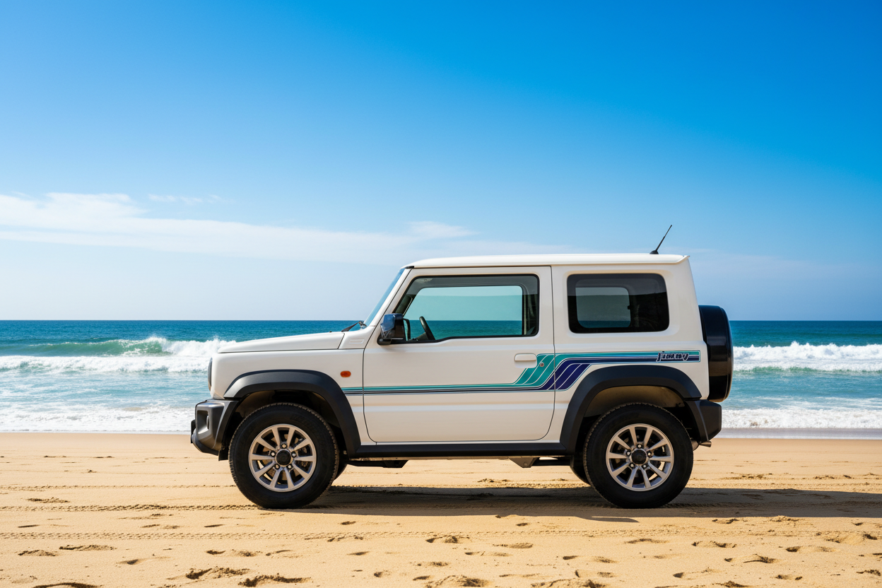Suzuki Jimny Aqua Navy Stripes Beach
