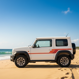 Suzuki Jimny Orange Red Stripes Beach