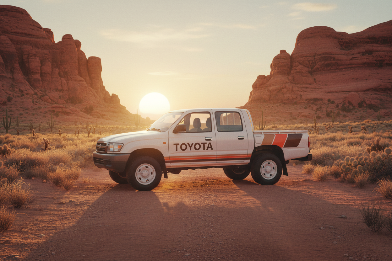 Toyota Hilux with Retro Outdoors Background