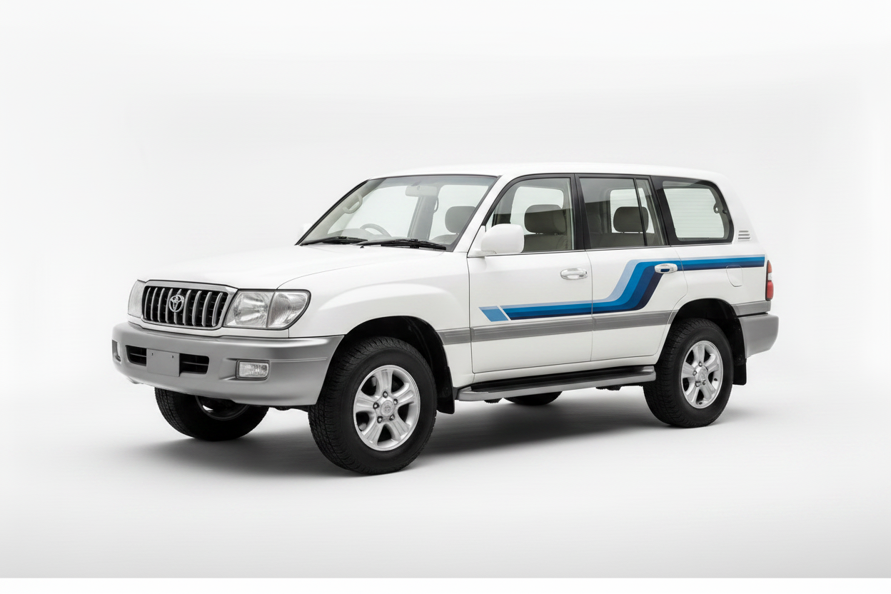 Toyota Land Cruiser 100 Series Blue Stripe Angled View