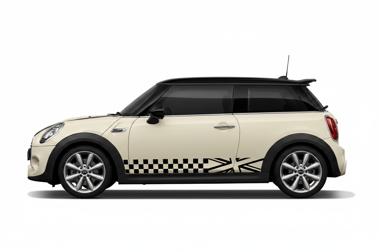 Union Jack + Checkered Stripes on Cream MINI