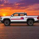 Ute with orange and purple sunset background