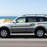 Vehicle with a realistic Australian coastal background
