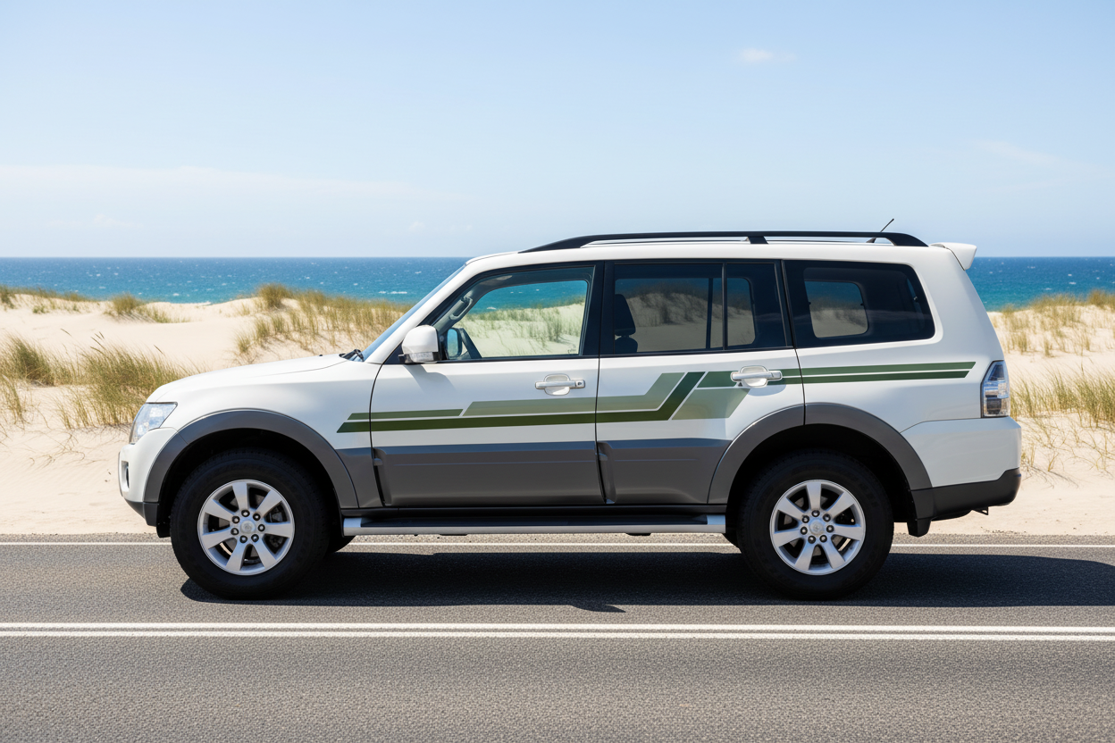 Vehicle with a realistic Australian coastal background
