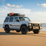 White 4x4 Angled Beach Shot