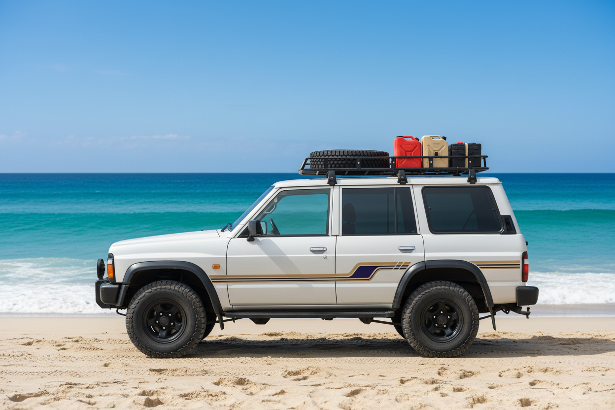 White 4x4 on Beach