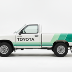 White Gen 1 Toyota Hilux Minty Green Retro Stripes