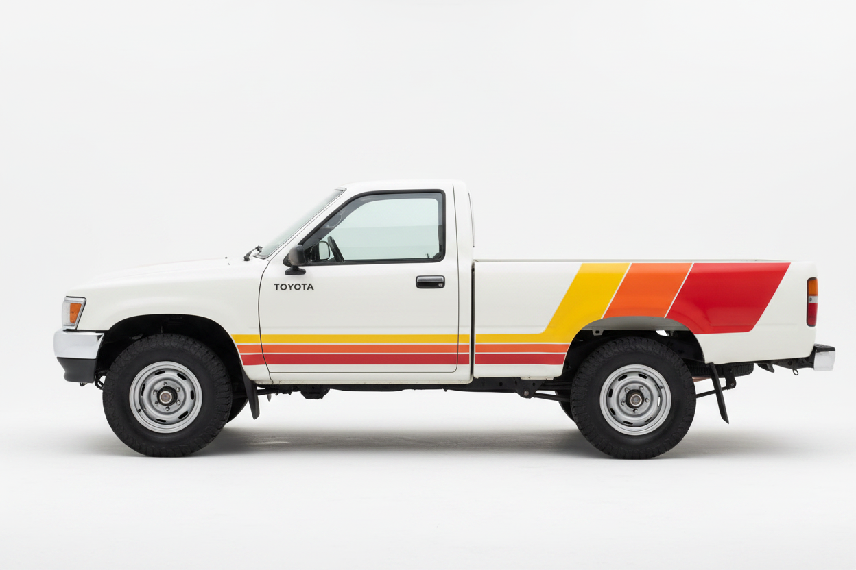 White Gen 1 Toyota Hilux Retro Triple Stripes