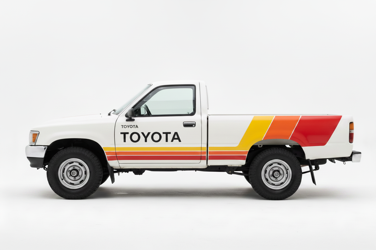 White Gen 1 Toyota Hilux Smaller Rear Stripes
