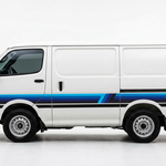 White HiAce with blue Palm Beach stripes