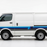 White HiAce with blue Palm Beach stripes