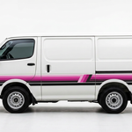 White HiAce with pink and black Palm Beach stripes