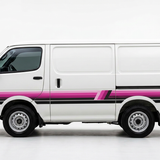 White HiAce with pink and black Palm Beach stripes
