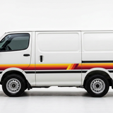 White HiAce with yellow orange red burgundy Palm Beach stripes