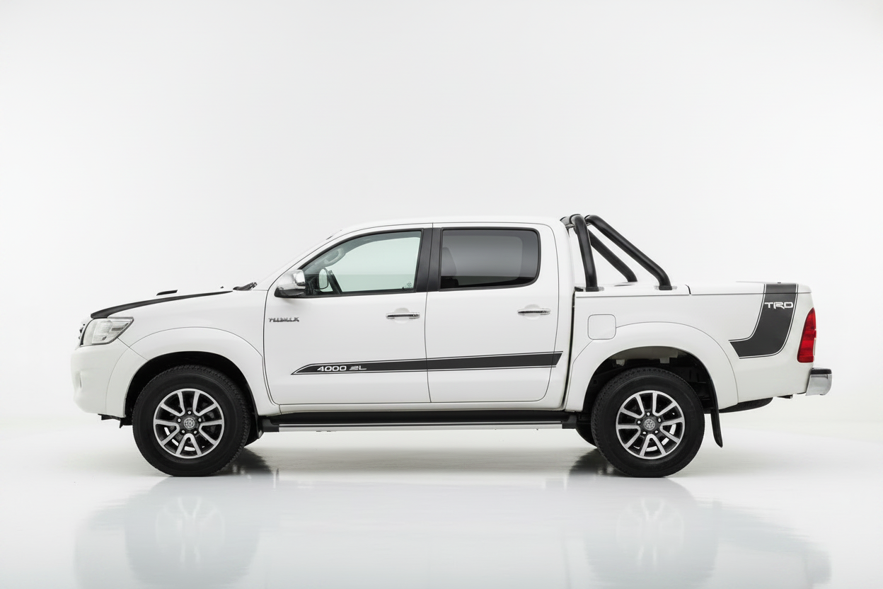 White Hilux Black TRD Stripes