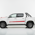 White Hilux Red TRD Stripes