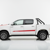 White Hilux Red TRD Stripes