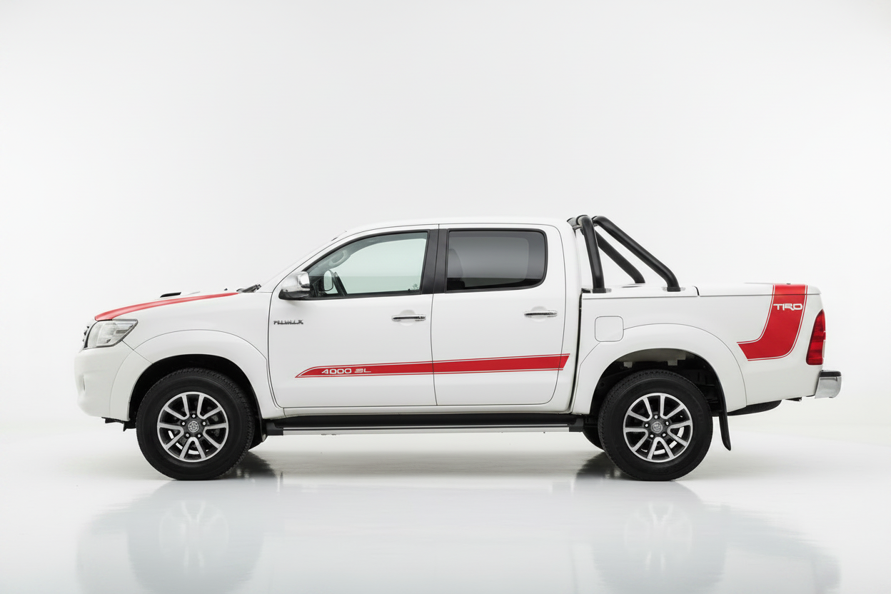 White Hilux Red TRD Stripes
