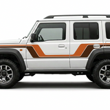 White Jimny with solid burnt orange and chocolate brown stripes