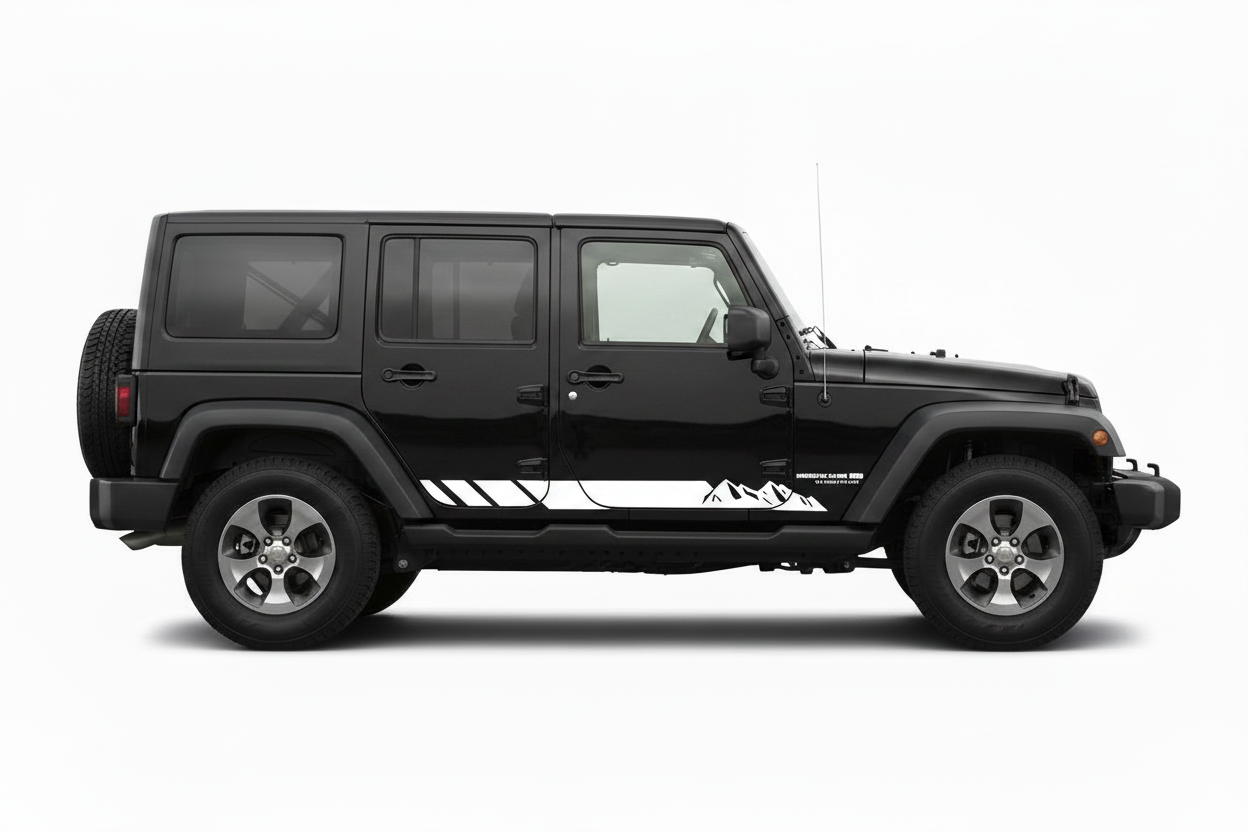 White Mountain Stripe on Black Jeep Wrangler