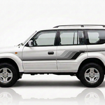 White Prado with grey black stripes and detailed rear sweep