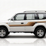 White Prado with the same detailed stripe style in caramel tan, warm brown and deep chocolate