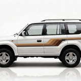 White Prado with the same detailed stripe style in caramel tan, warm brown and deep chocolate