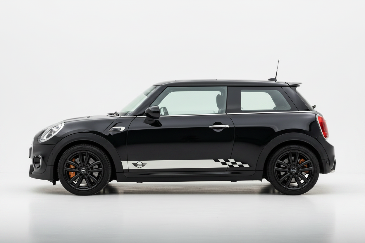White Rocker Stripe on Black MINI