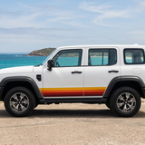 White TANK 300 with retro stripes in an Australian coastal setting