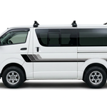White Toyota HiAce 200 Series with grey-toned stripes