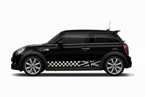 White Union Jack Stripes on Black MINI