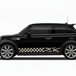 White Union Jack Stripes on Black MINI