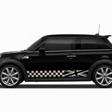 White Union Jack Stripes on Black MINI