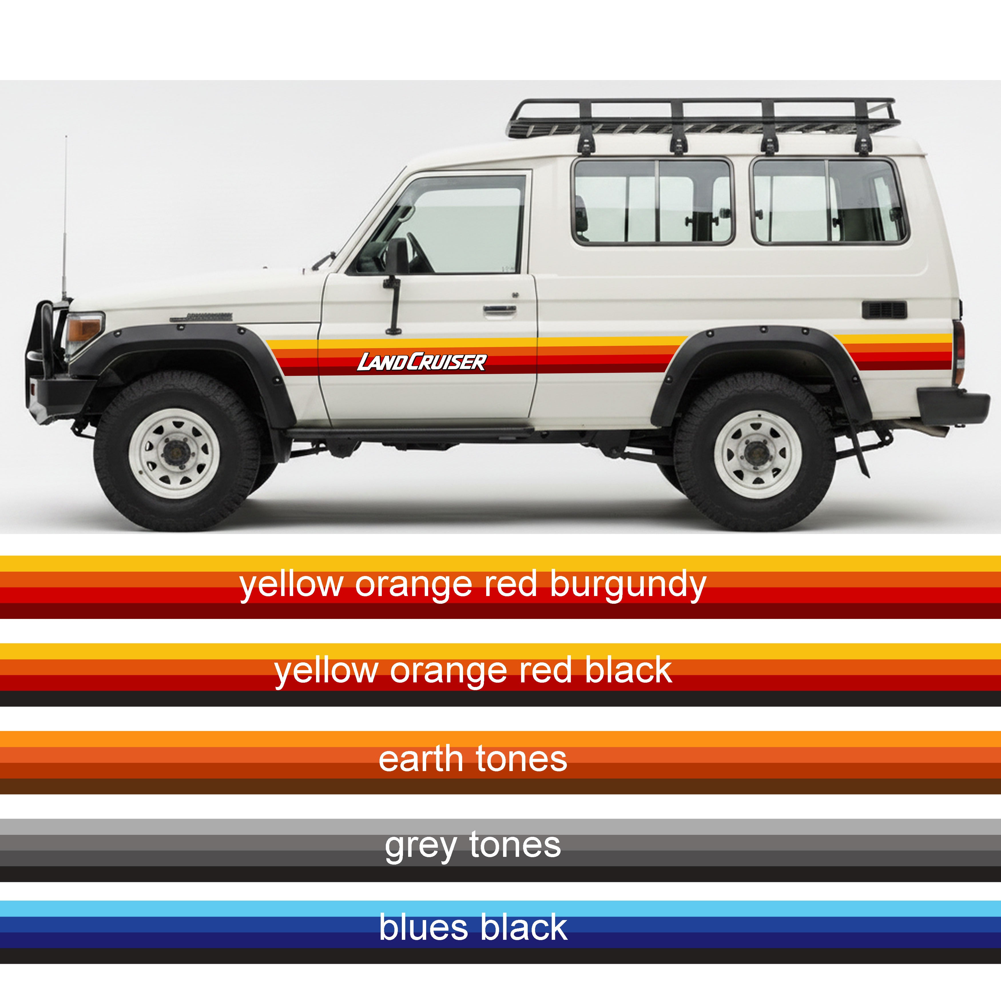 Troopy Sunset Stripe Kit – Retro Californian Decals for Troopcarrier with Wheel Arch Flares